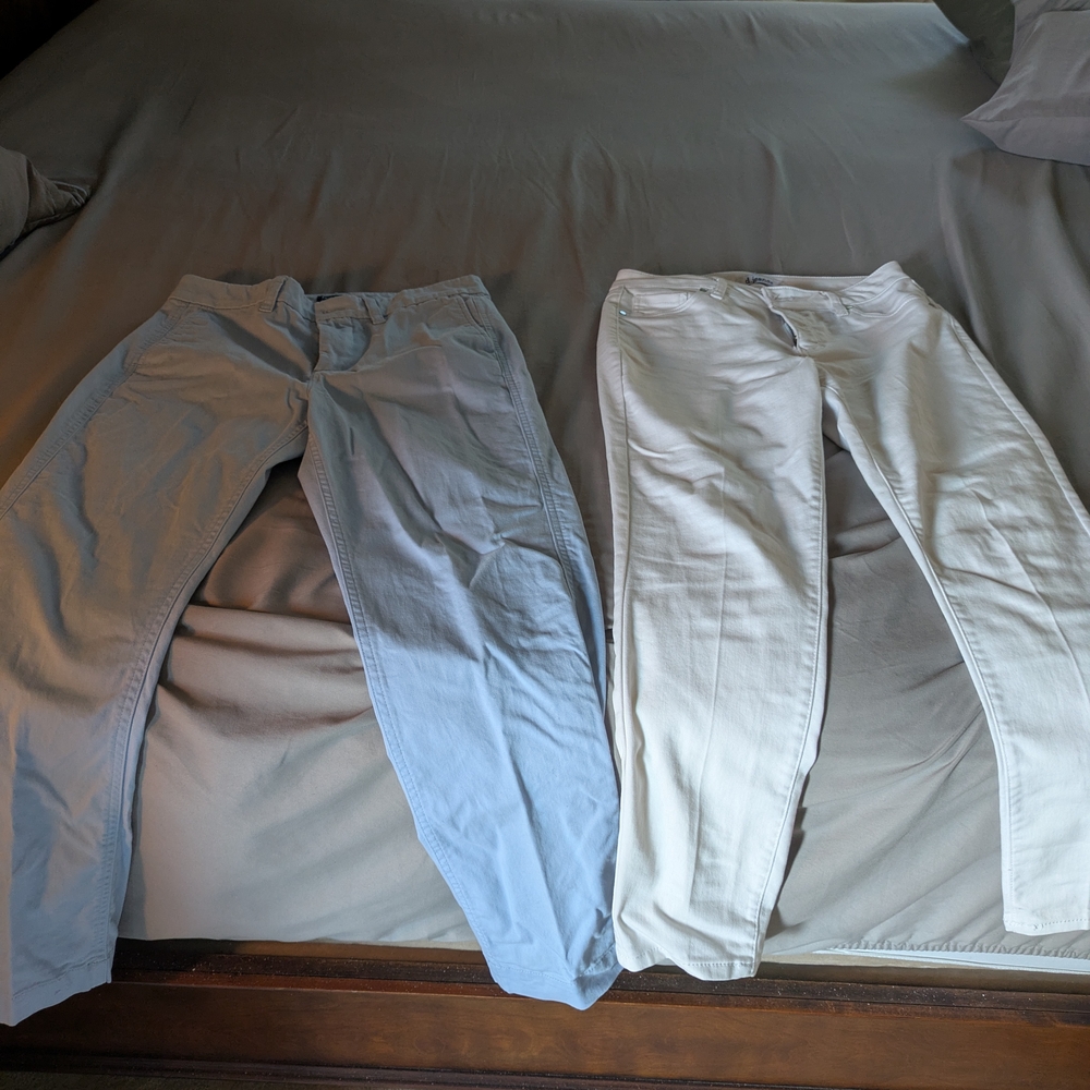 J. Crew Factory Light Blue and Cream Cropped Pants
